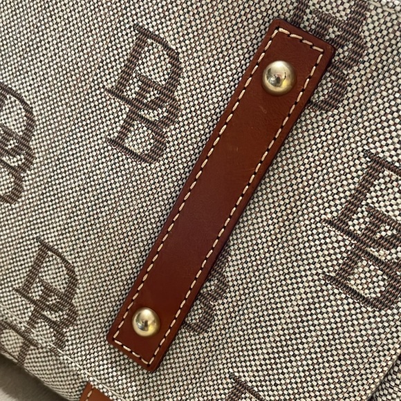 Dooney & Bourke Front Pocket Satchel Signature Canvas Leather trim handles - Picture 11 of 15